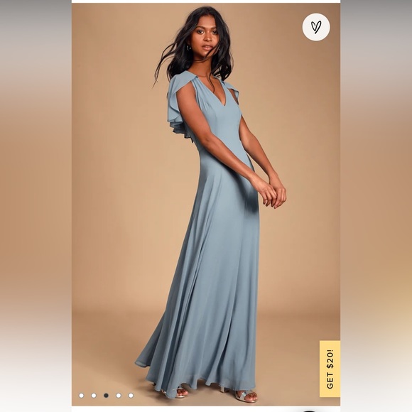 Lulus Kadence Slate Blue Chiffon Maxi Dress - Picture 15 of 16